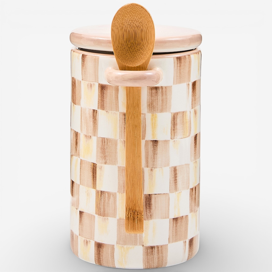 Image 105675.jpg, Product 105-675 / Price $80.00, Mackenzie-Childs Mocha Check Farmhouse Canister from MacKenzie Childs on TSC.ca's Kitchen department