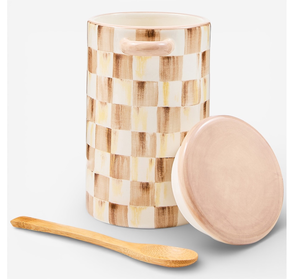 Image 105675_ALTMORE1.jpg, Product 105-675 / Price $68.00, Mackenzie-Childs Mocha Check Farmhouse Canister from MacKenzie Childs on TSC.ca's Kitchen department