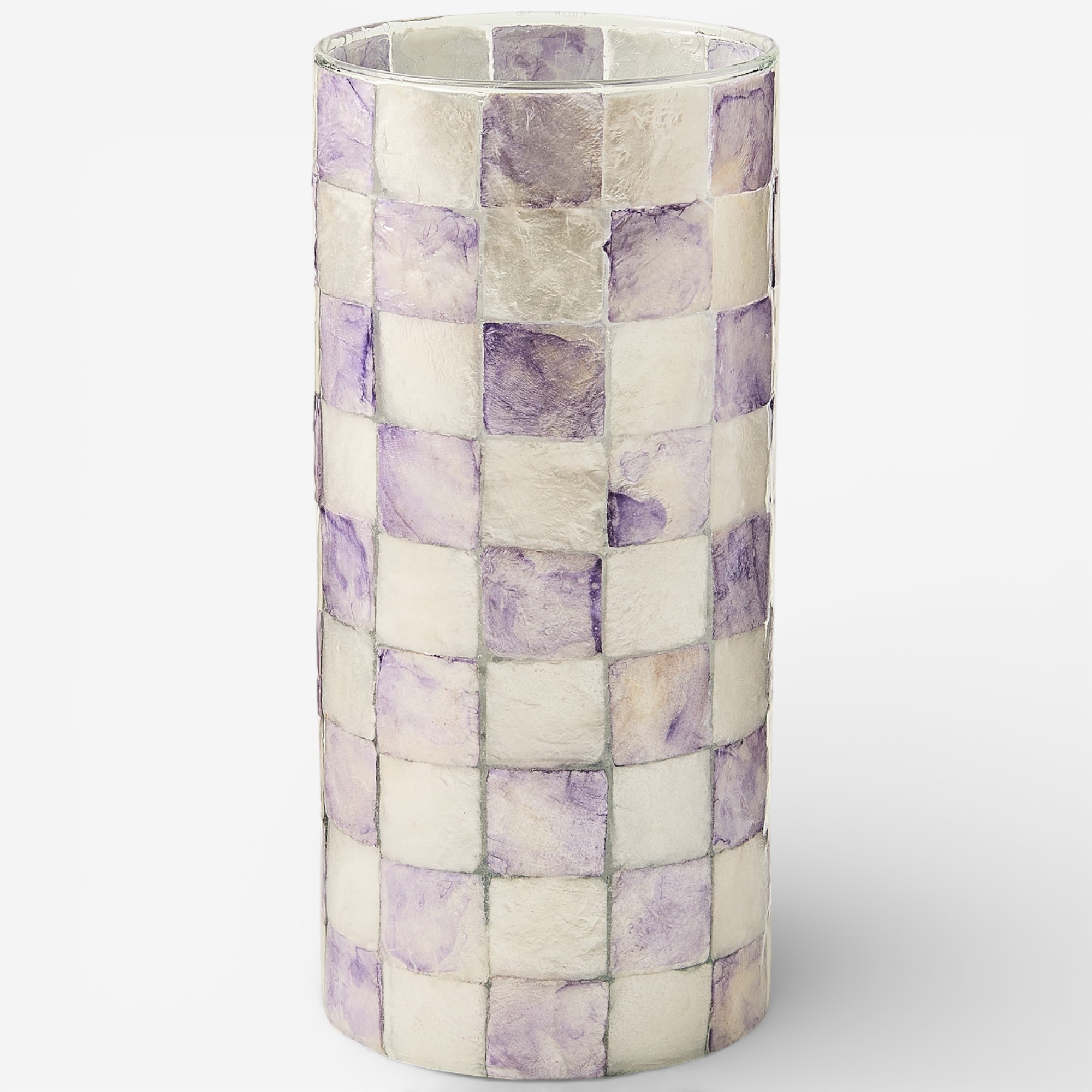 希少MacKenzie-Childs Mackenzieハンドバッグ型　　花瓶 Mackenzie-Childs Violet Check Capiz Small Vase - TSC.ca