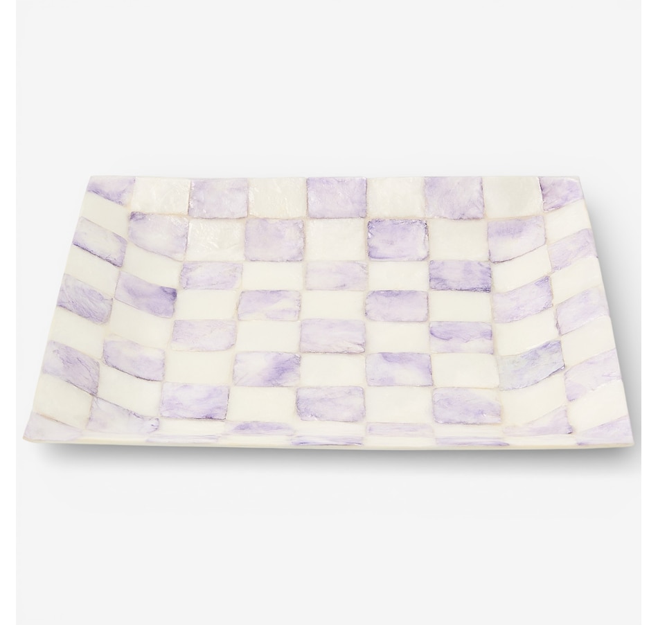 Image 105683.jpg, Product 105-683 / Price $68.00, Mackenzie-Childs Violet Check Capiz Catch-All Tray from MacKenzie Childs on TSC.ca's Kitchen department