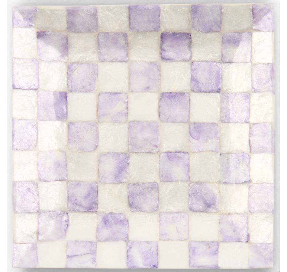 Image 105683_ALTMORE1.jpg, Product 105-683 / Price $68.00, Mackenzie-Childs Violet Check Capiz Catch-All Tray from MacKenzie Childs on TSC.ca's Kitchen department