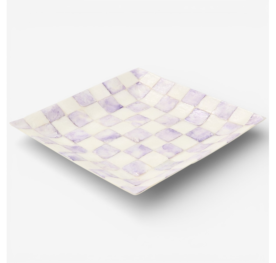 Image 105683_ALTMORE2.jpg, Product 105-683 / Price $68.00, Mackenzie-Childs Violet Check Capiz Catch-All Tray from MacKenzie Childs on TSC.ca's Kitchen department