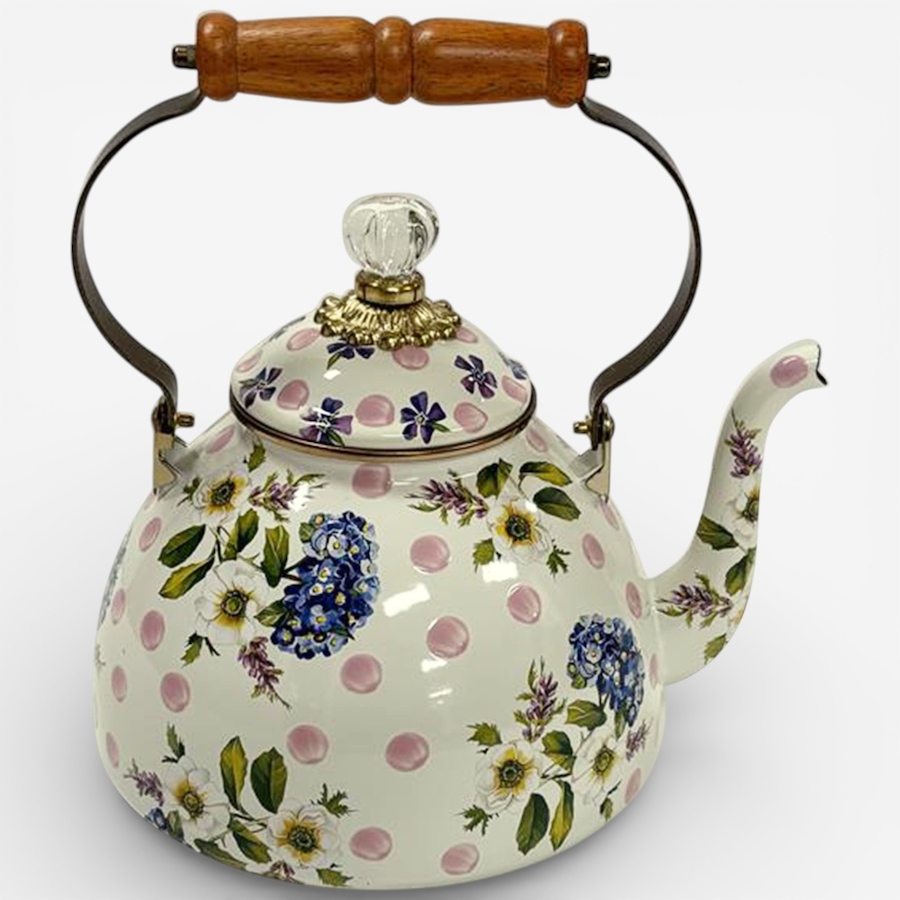 Image 105688.jpg, Product 105-688 / Price $270.00, Mackenzie-Childs Wildflowers Pink 3-Quart Tea Kettle from MacKenzie Childs on TSC.ca's Kitchen department