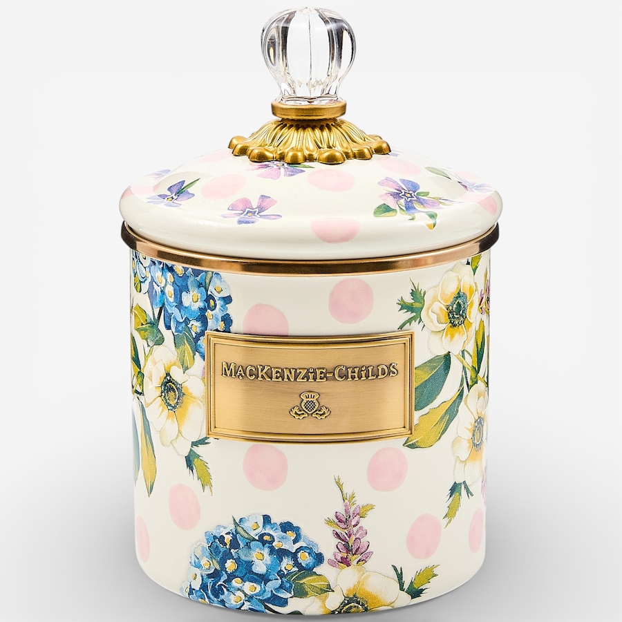 Image 105689.jpg, Product 105-689 / Price $135.00, Mackenzie-Childs Wildflowers Pink Small Canister from MacKenzie Childs on TSC.ca's Kitchen department