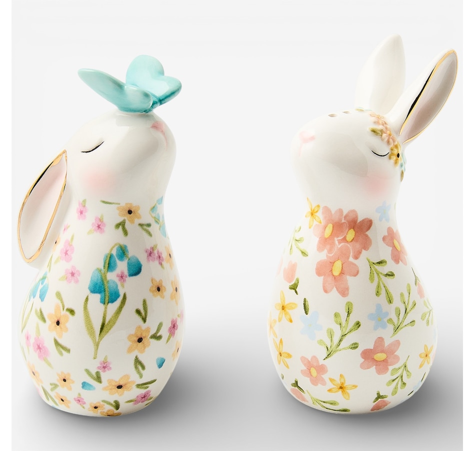 Image 105704.jpg, Product 105-704 / Price $80.00, Mackenzie-Childs Posie Patch Rabbit Salt and Pepper Set from MacKenzie Childs on TSC.ca's Kitchen department