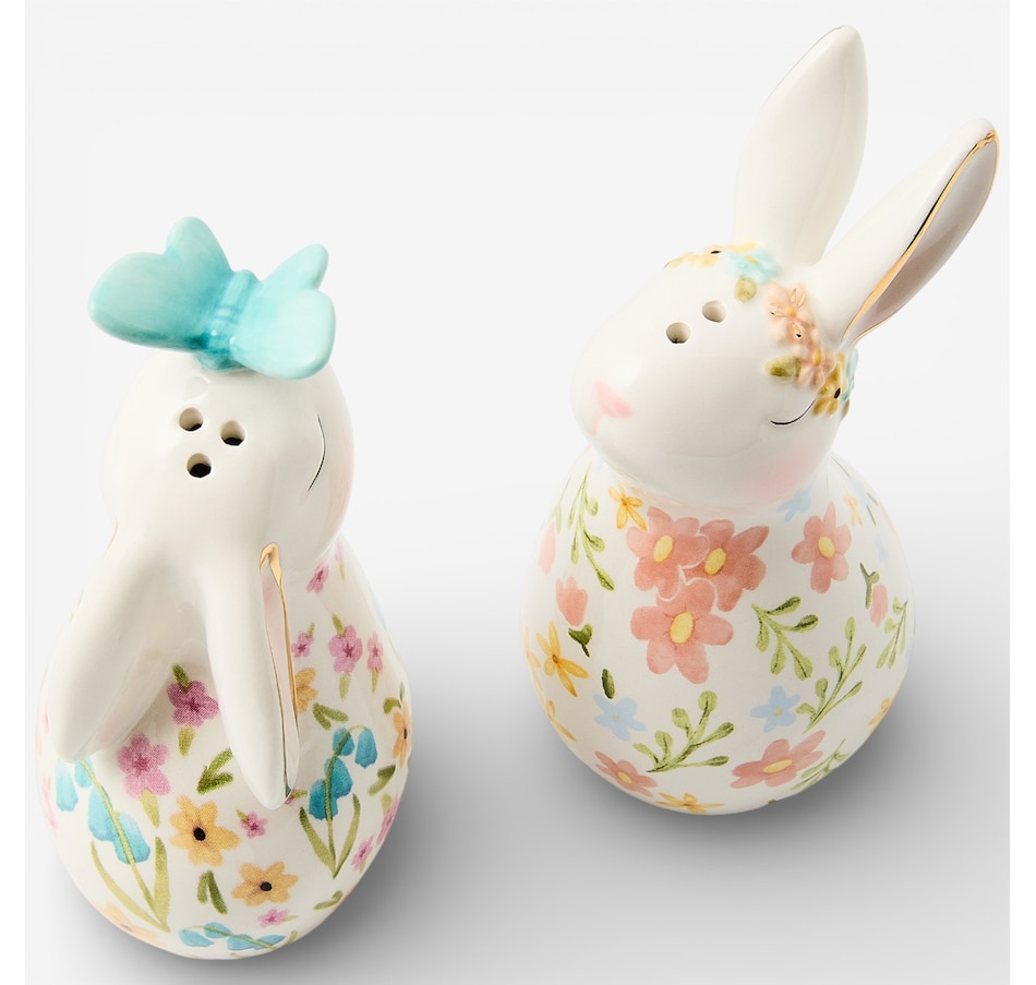 Image 105704_ALTMORE1.jpg, Product 105-704 / Price $80.00, Mackenzie-Childs Posie Patch Rabbit Salt and Pepper Set from MacKenzie Childs on TSC.ca's Kitchen department
