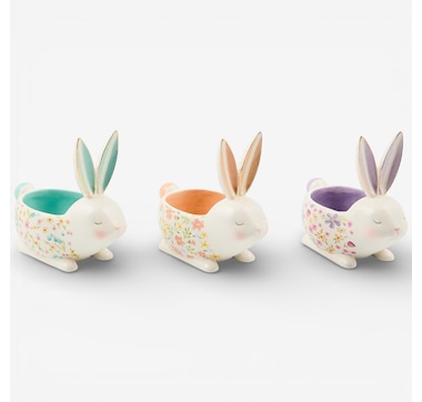 Mackenzie-Childs Posie Patch Ceramic Rabbit Candy Dishes (Set of 3)