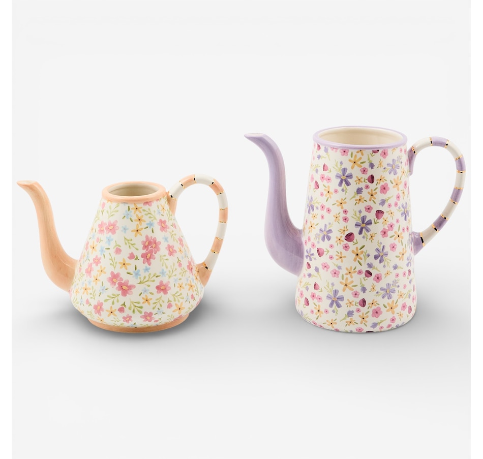 Image 105707_ALTMORE1.jpg, Product 105-707 / Price $270.00, Mackenzie-Childs Posie Patch Ceramic Teapot Vase - Set of 2 from MacKenzie Childs on TSC.ca's Home & Garden department