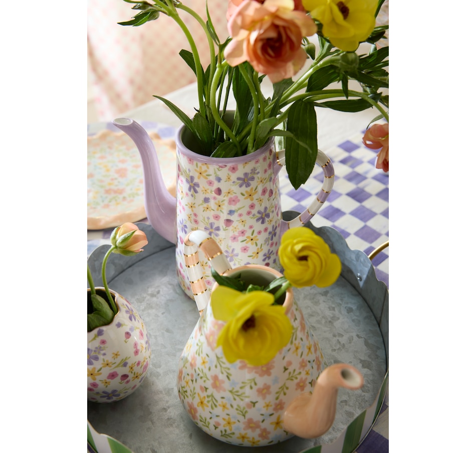 Image 105707_ALTMORE2.jpg, Product 105-707 / Price $270.00, Mackenzie-Childs Posie Patch Ceramic Teapot Vase - Set of 2 from MacKenzie Childs on TSC.ca's Home & Garden department