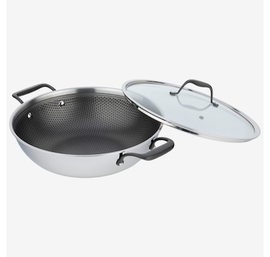 Chef Michael Smith Meyer 32-cm HybridClad Wok with Glass Cover