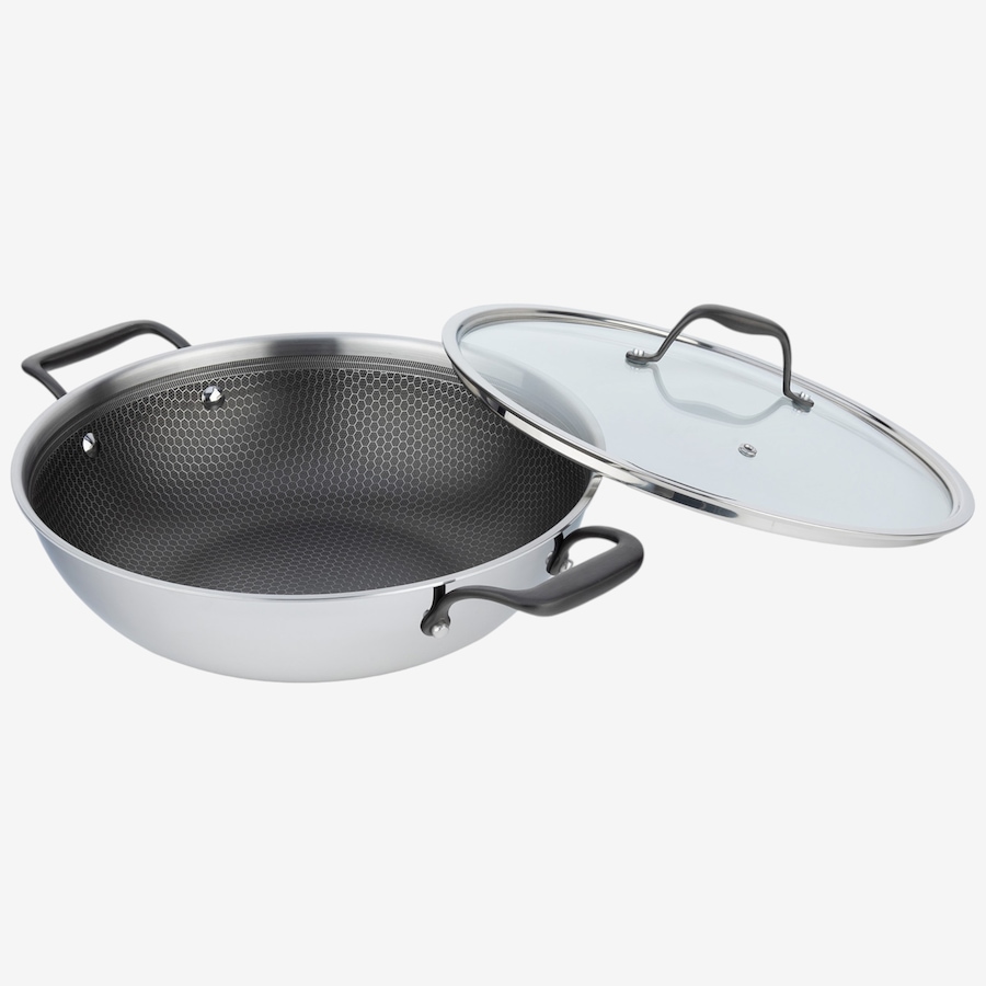 Image 105723.jpg, Product 105-723 / Price $299.99, Chef Michael Smith Meyer 32-cm HybridClad Wok with Glass Cover from Meyer on TSC.ca's Kitchen department