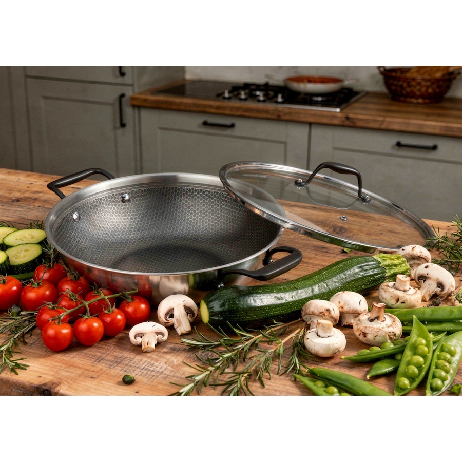 Image 105723_ALTMORE2.jpg, Product 105-723 / Price $299.99, Chef Michael Smith Meyer 32-cm HybridClad Wok with Glass Cover from Meyer on TSC.ca's Kitchen department