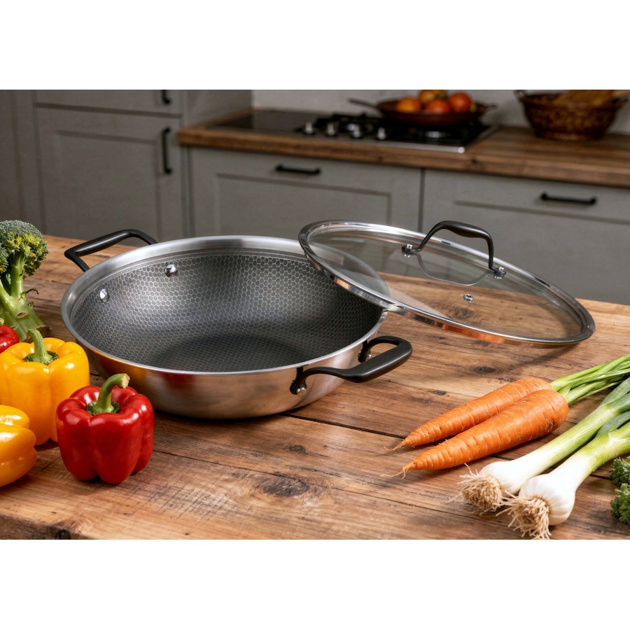 Image 105723_ALTMORE4.jpg, Product 105-723 / Price $299.99, Chef Michael Smith Meyer 32-cm HybridClad Wok with Glass Cover from Meyer on TSC.ca's Kitchen department