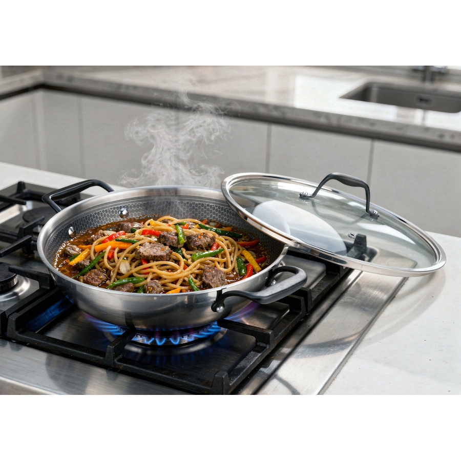 Image 105723_ALTMORE7.jpg, Product 105-723 / Price $299.99, Chef Michael Smith Meyer 32-cm HybridClad Wok with Glass Cover from Meyer on TSC.ca's Kitchen department
