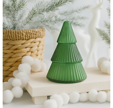 The Scented Market Green Glass Christmas Tree Soy Wax Candle