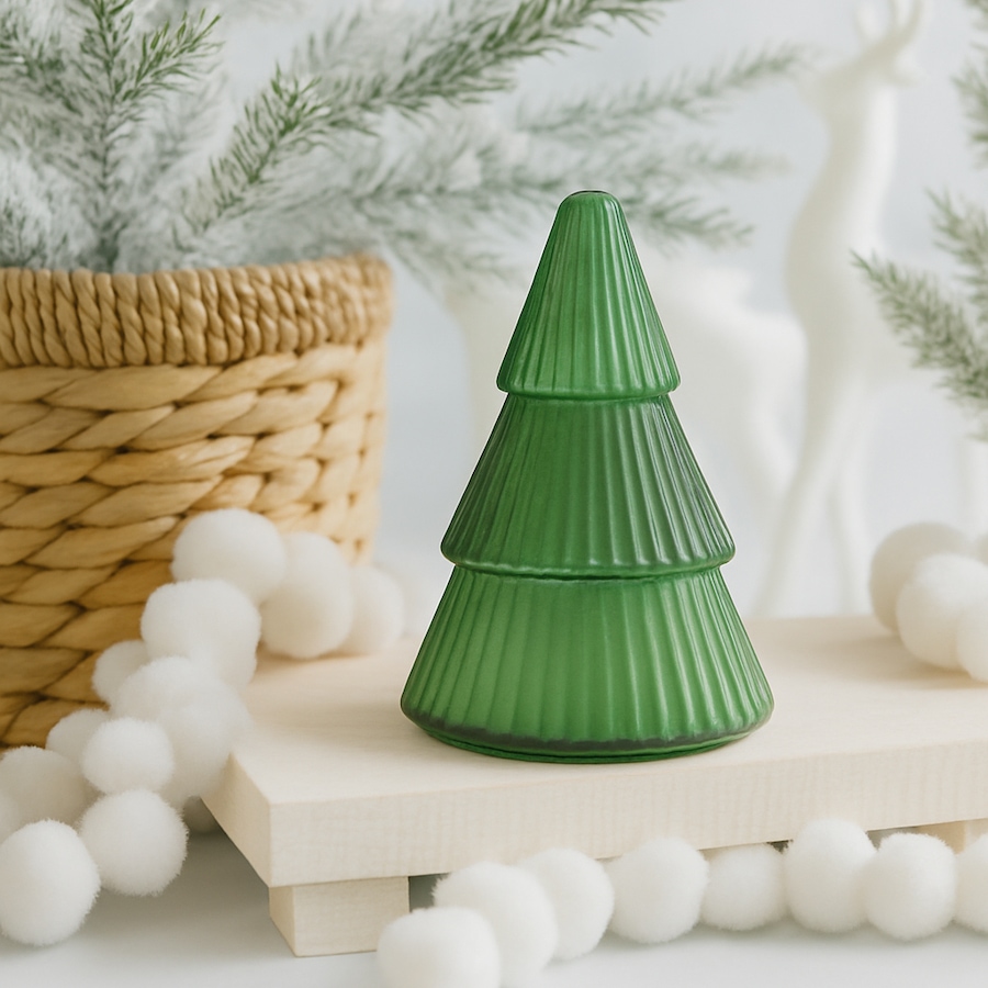 Image 105728.jpg, Product 105-728 / Price $44.99, The Scented Market Green Glass Christmas Tree Soy Wax Candle from The Scented Market on TSC.ca's Home & Garden department