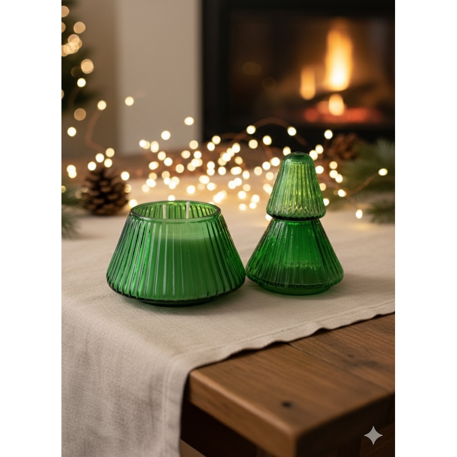 Image 105728_ALTMORE1.jpg, Product 105-728 / Price $44.99, The Scented Market Green Glass Christmas Tree Soy Wax Candle from The Scented Market on TSC.ca's Home & Garden department