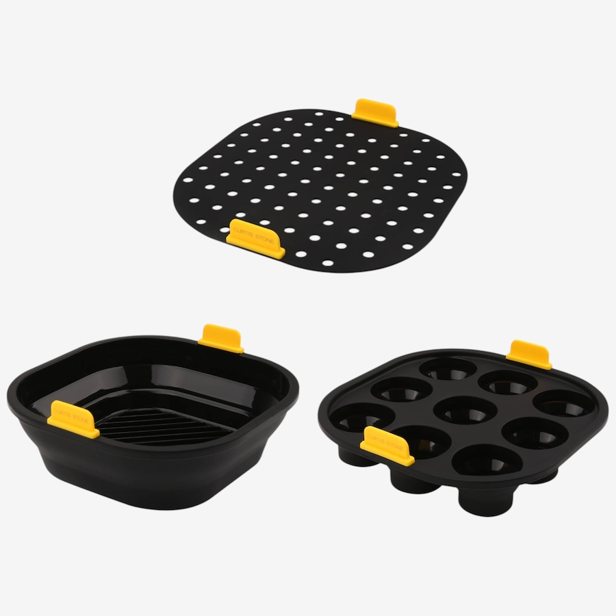 Image 105774_BLK.jpg, Product 105-774 / Price $22.99, Curtis Stone Set of 3 Silicone Air Fryer Accessories from Curtis Stone on TSC.ca's Kitchen department