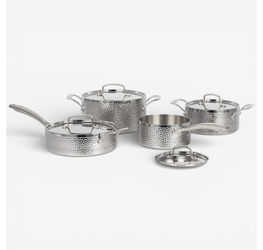Cuisinart Eight-Piece Vintage Hand Hammered Tri-Ply Cookware Set