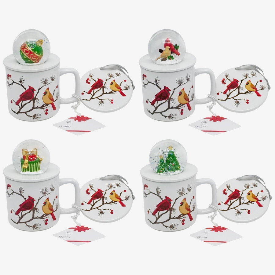 Image 105819_BIRWD.jpg, Product 105-819 / Price $69.99, temp-tations Set of 4 18oz Mugs with Lid-It Ornaments and Snow Globe Lids with Gift Box from temp-tations on TSC.ca's Kitchen department