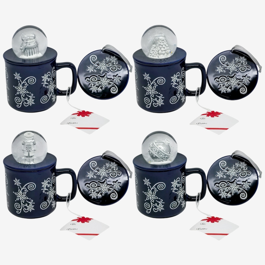 Image 105819_FLOWR.jpg, Product 105-819 / Price $69.99, temp-tations Set of 4 18oz Mugs with Lid-It Ornaments and Snow Globe Lids with Gift Box from temp-tations on TSC.ca's Kitchen department