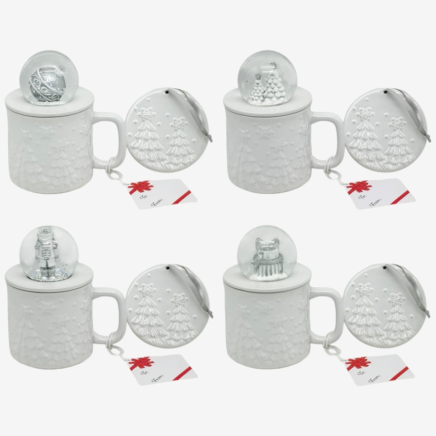 Image 105819_FRSWT.jpg, Product 105-819 / Price $69.99, temp-tations Set of 4 18oz Mugs with Lid-It Ornaments and Snow Globe Lids with Gift Box from temp-tations on TSC.ca's Kitchen department