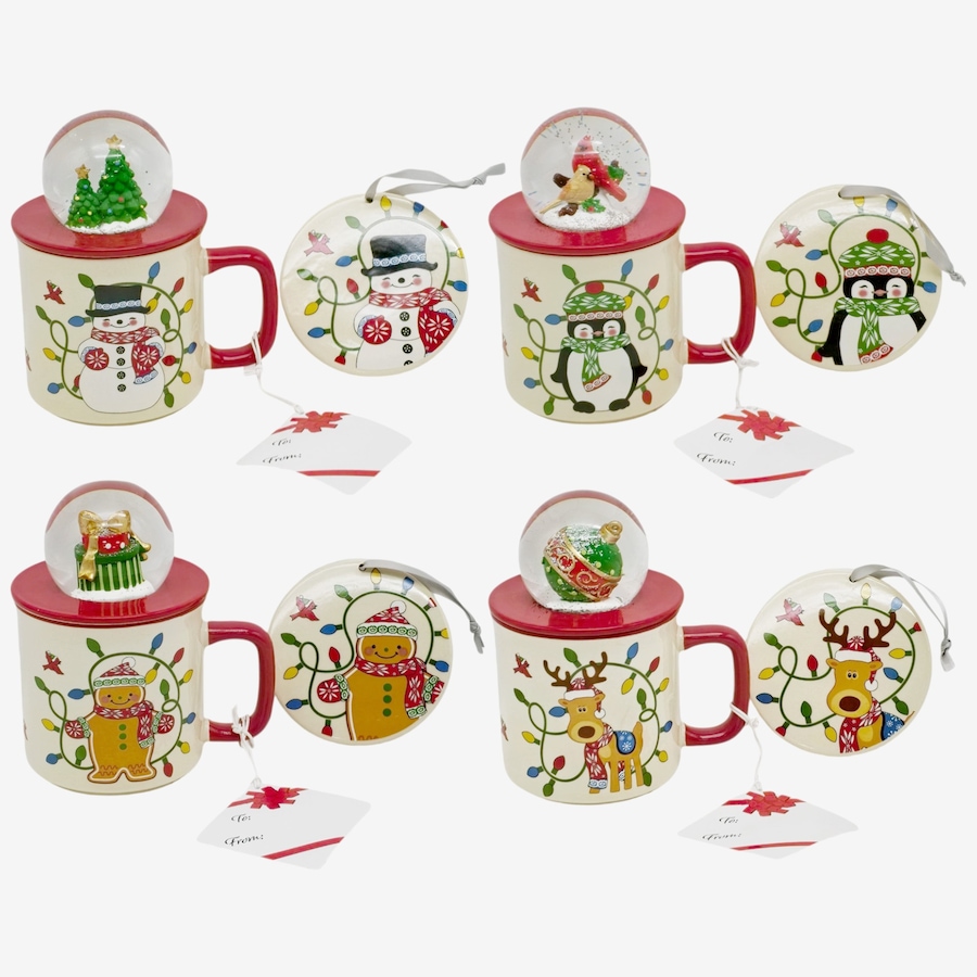 Image 105819_WINWM.jpg, Product 105-819 / Price $69.99, temp-tations Set of 4 18oz Mugs with Lid-It Ornaments and Snow Globe Lids with Gift Box from temp-tations on TSC.ca's Kitchen department
