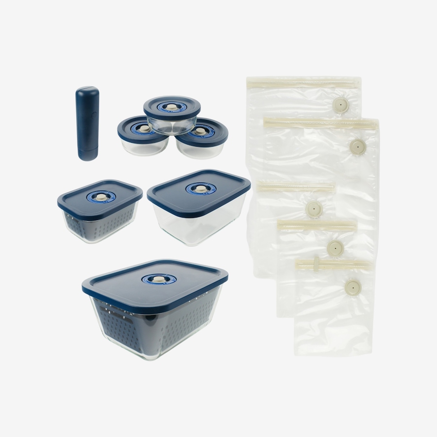 Image 105851_MID.jpg, Product 105-851 / Price $99.99, Curtis Stone 20-Piece Glass Vacuum Storage Set with Pump from Curtis Stone on TSC.ca's Kitchen department