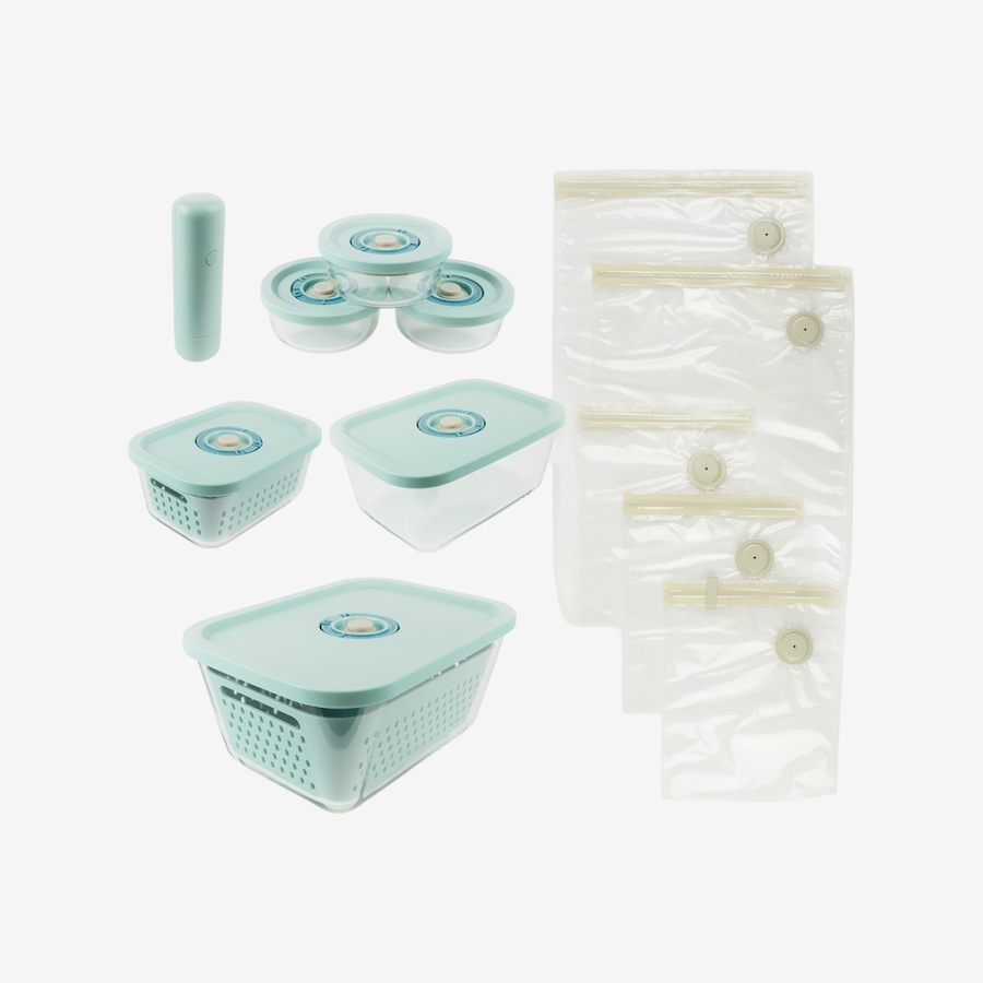 Image 105851_SEAS.jpg, Product 105-851 / Price $99.99, Curtis Stone 20-Piece Glass Vacuum Storage Set with Pump from Curtis Stone on TSC.ca's Kitchen department
