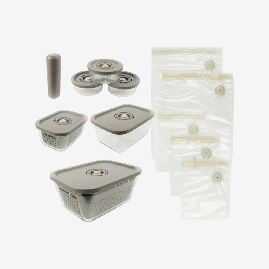 Image 105851_STNGR.jpg, Product 105-851 / Price $99.99, Curtis Stone 20-Piece Glass Vacuum Storage Set with Pump from Curtis Stone on TSC.ca's Kitchen department