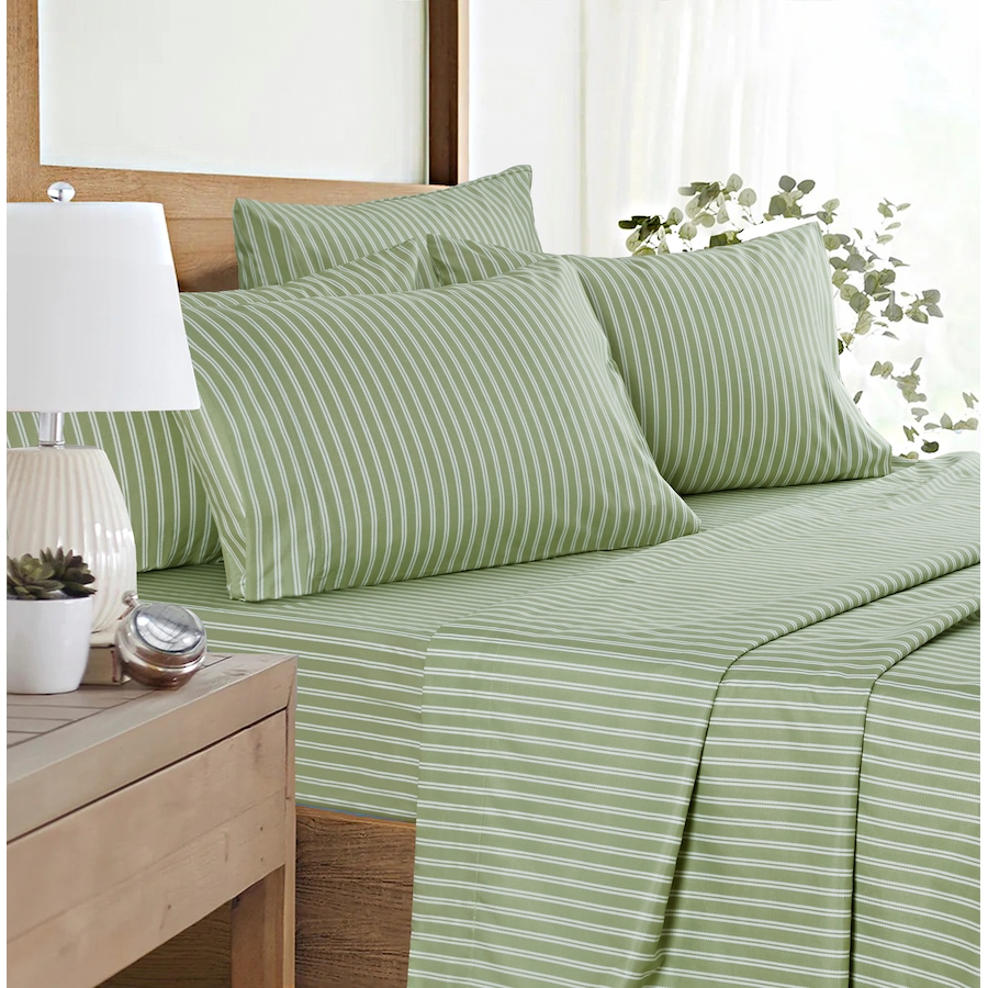 Image 105858_LRLGR.jpg, Product 105-858 / Price $39.99, Claro Living 6-Piece Microfibre Sheet Set (stripes) from Claro Living Home on TSC.ca's Home & Garden department