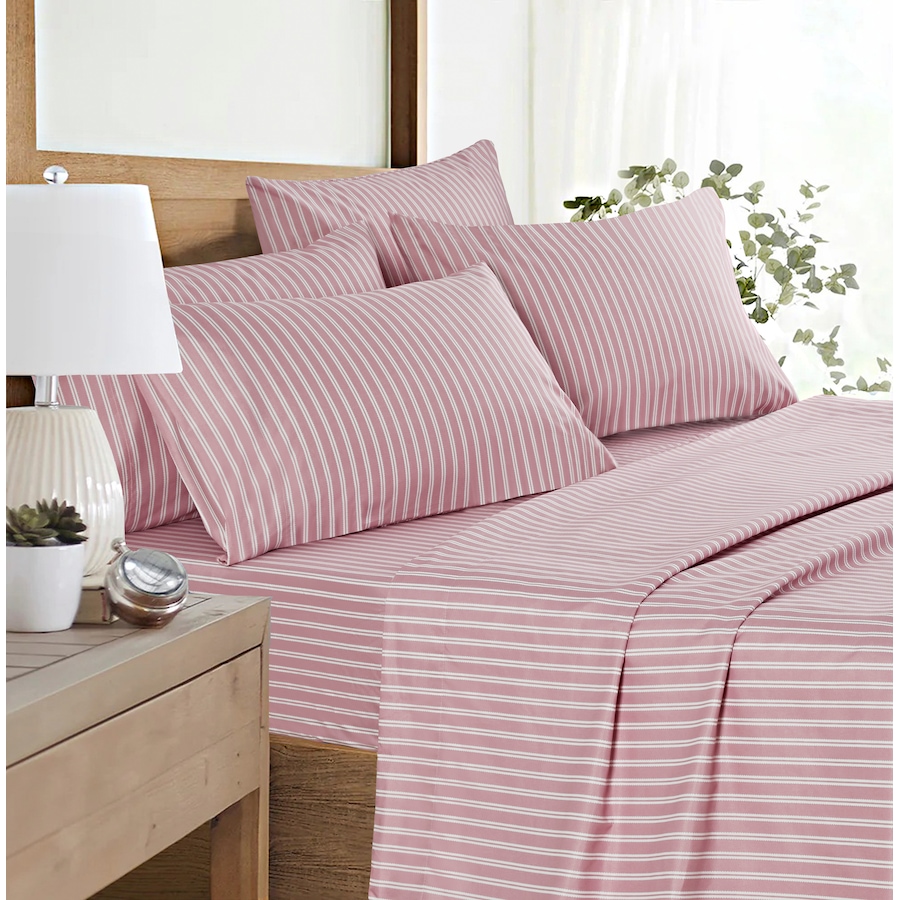Image 105858_PKNCR.jpg, Product 105-858 / Price $39.99, Claro Living 6-Piece Microfibre Sheet Set (stripes) from Claro Living Home on TSC.ca's Home & Garden department