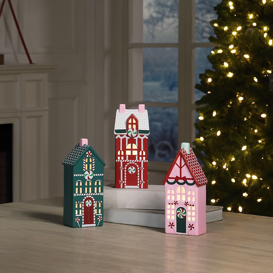 Image 106134_ALTMORE1.jpg, Product 106-134 / Price $59.99, Mr. Christmas 9" Ceramic Lit Holiday Houses (set of 3) from Mr. Christmas on TSC.ca's Home & Garden department
