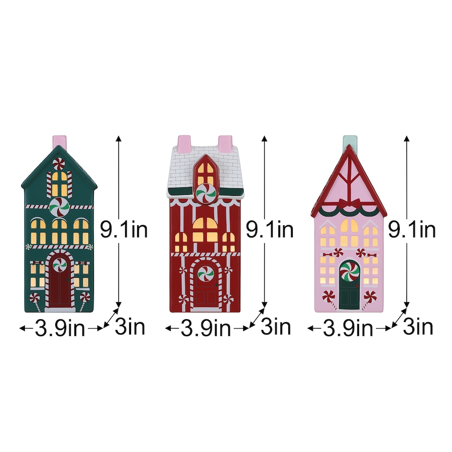 Image 106134_ALTMORE2.jpg, Product 106-134 / Price $59.99, Mr. Christmas 9" Ceramic Lit Holiday Houses (set of 3) from Mr. Christmas on TSC.ca's Home & Garden department
