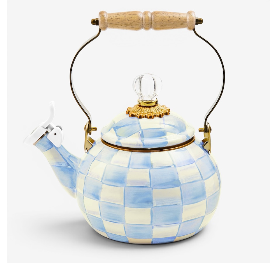 Image 106529.jpg, Product 106-529 / Price $269.00, Mackenzie-Childs Sky Check Whistling Tea Kettle from MacKenzie Childs on TSC.ca's Kitchen department
