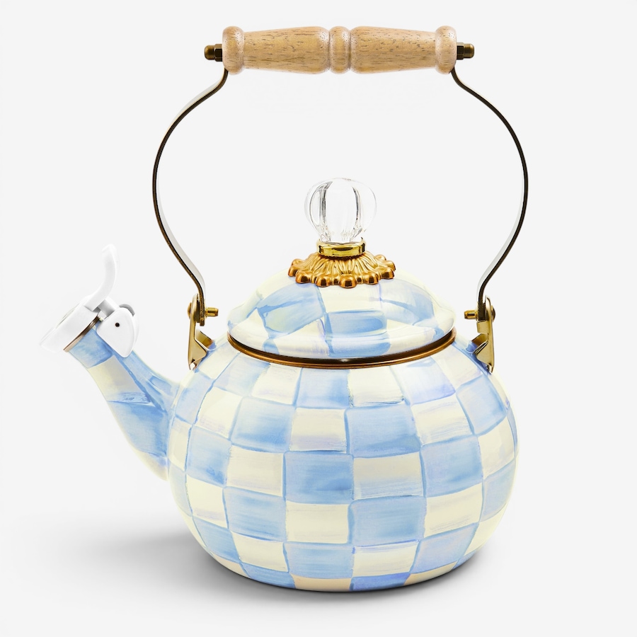Image 106529.jpg, Product 106-529 / Price $269.00, Mackenzie-Childs Sky Check Whistling Tea Kettle from MacKenzie Childs on TSC.ca's Kitchen department