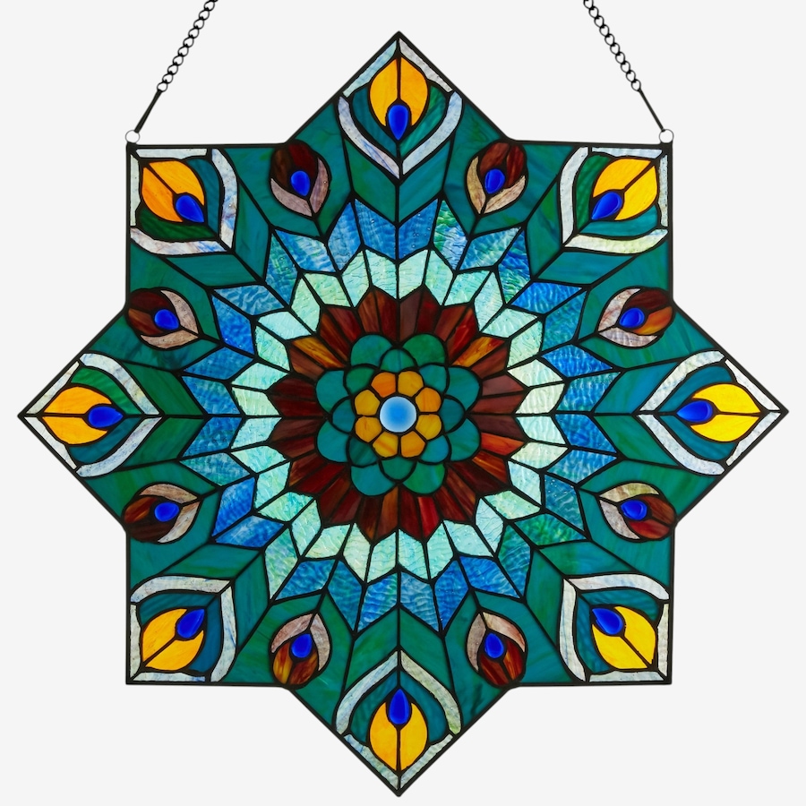 Image 106533.jpg, Product 106-533 / Price $309.99, Tiffany-Style Peacock Star Stained-Glass Window Panel (24"H) from Tiffany Style Lighting on TSC.ca's Home & Garden department