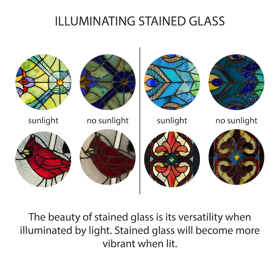 Image 106533_ALTMORE11.jpg, Product 106-533 / Price $309.99, Tiffany-Style Peacock Star Stained-Glass Window Panel (24"H) from Tiffany Style Lighting on TSC.ca's Home & Garden department