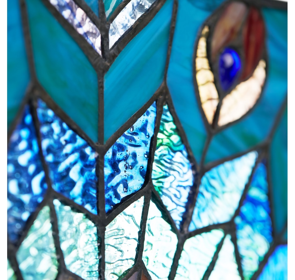 Image 106533_ALTMORE2.jpg, Product 106-533 / Price $309.99, Tiffany-Style Peacock Star Stained-Glass Window Panel (24"H) from Tiffany Style Lighting on TSC.ca's Home & Garden department