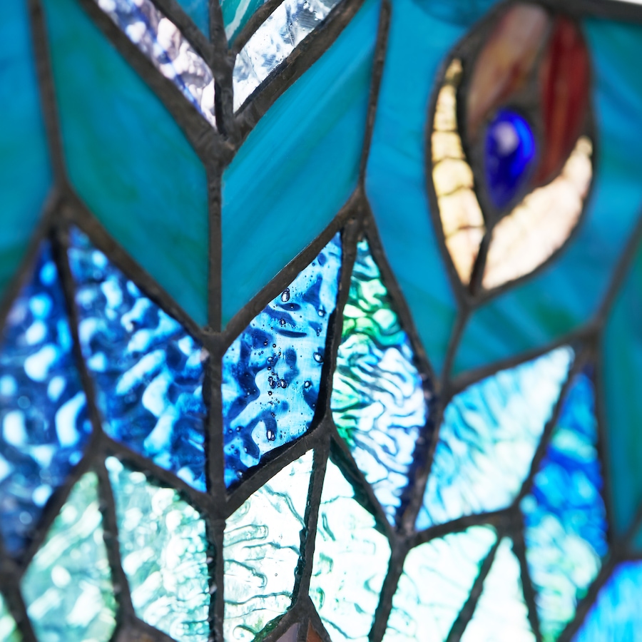 Image 106533_ALTMORE2.jpg, Product 106-533 / Price $309.99, Tiffany-Style Peacock Star Stained-Glass Window Panel (24"H) from Tiffany Style Lighting on TSC.ca's Home & Garden department