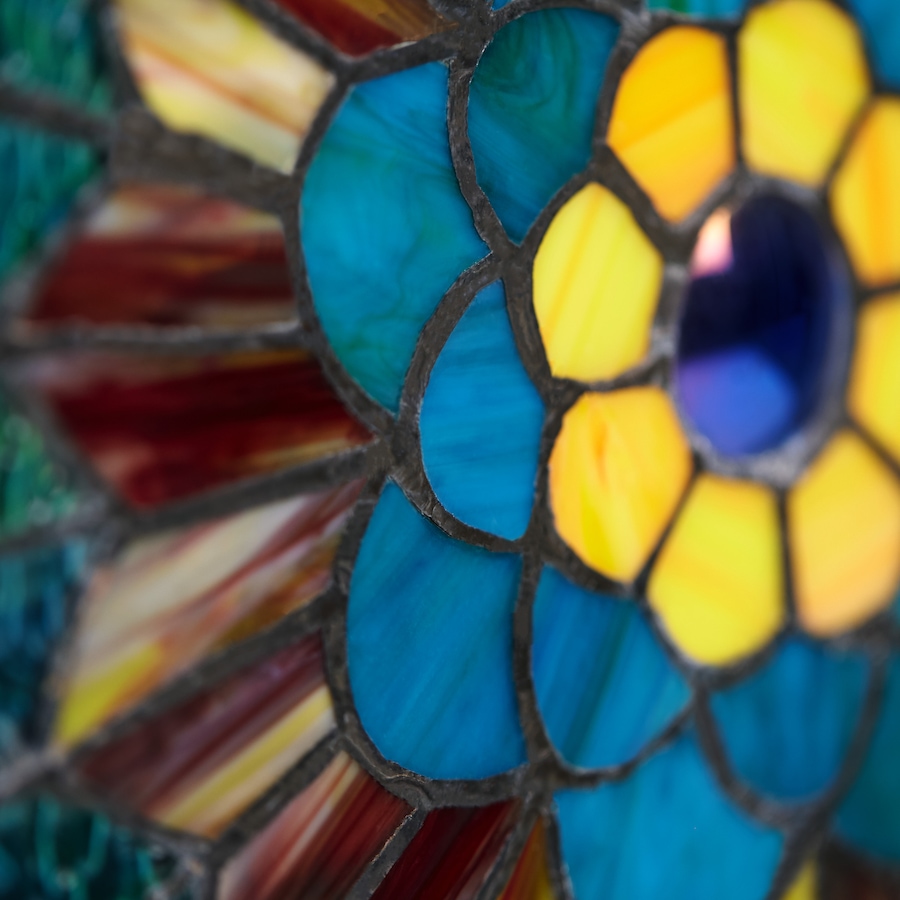 Image 106533_ALTMORE5.jpg, Product 106-533 / Price $309.99, Tiffany-Style Peacock Star Stained-Glass Window Panel (24"H) from Tiffany Style Lighting on TSC.ca's Home & Garden department