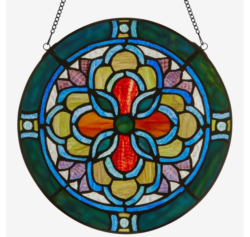 Image 106538.jpg, Product 106-538 / Price $84.99, Tiffany-Style Geometric Stained-Glass Window Panel (12"H) from Tiffany Style Lighting on TSC.ca's Home & Garden department