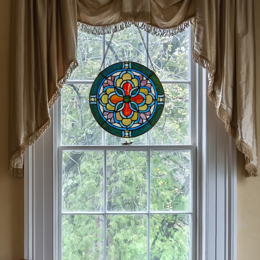 Image 106538_ALTMORE3.jpg, Product 106-538 / Price $84.99, Tiffany-Style Geometric Stained-Glass Window Panel (12"H) from Tiffany Style Lighting on TSC.ca's Home & Garden department