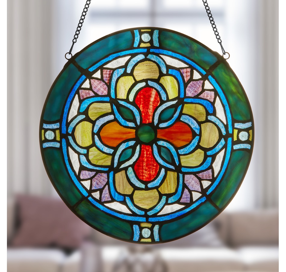 Image 106538_ALTMORE6.jpg, Product 106-538 / Price $84.99, Tiffany-Style Geometric Stained-Glass Window Panel (12"H) from Tiffany Style Lighting on TSC.ca's Home & Garden department