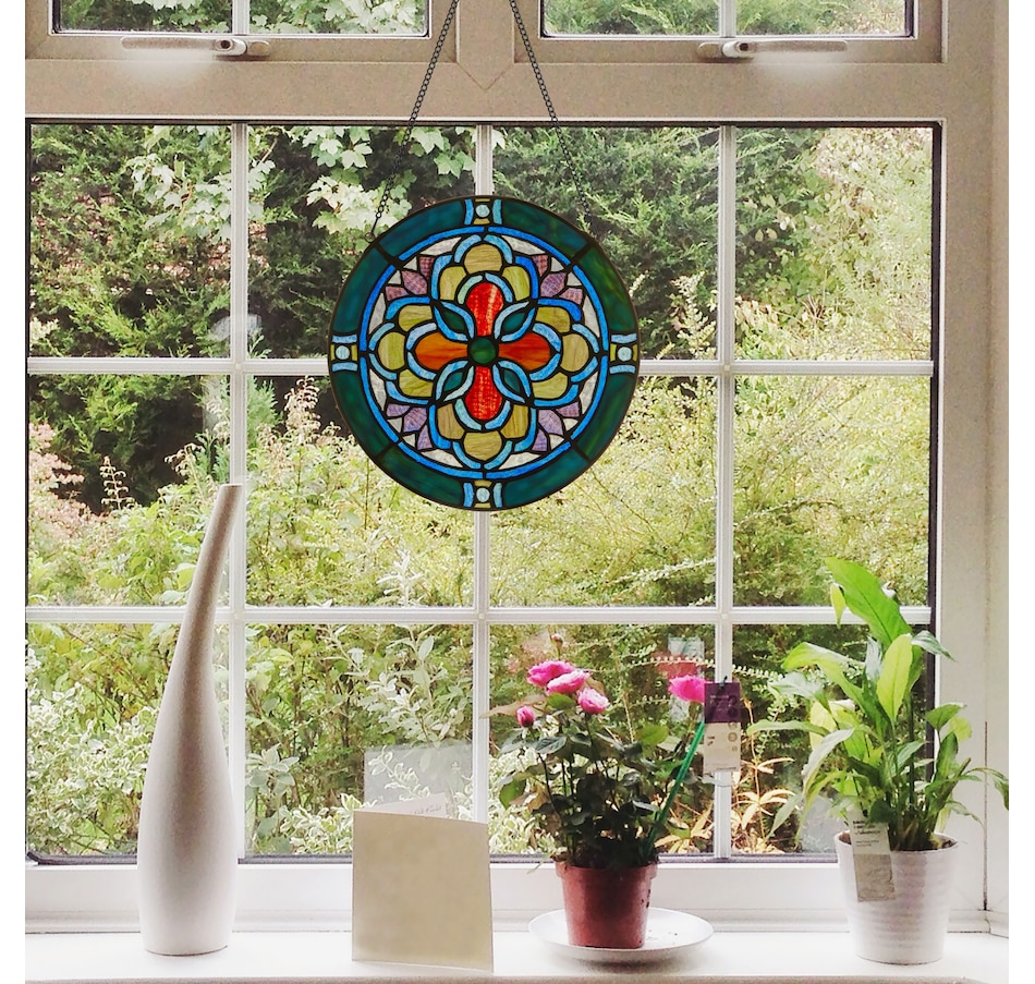 Image 106538_ALTMORE7.jpg, Product 106-538 / Price $84.99, Tiffany-Style Geometric Stained-Glass Window Panel (12"H) from Tiffany Style Lighting on TSC.ca's Home & Garden department