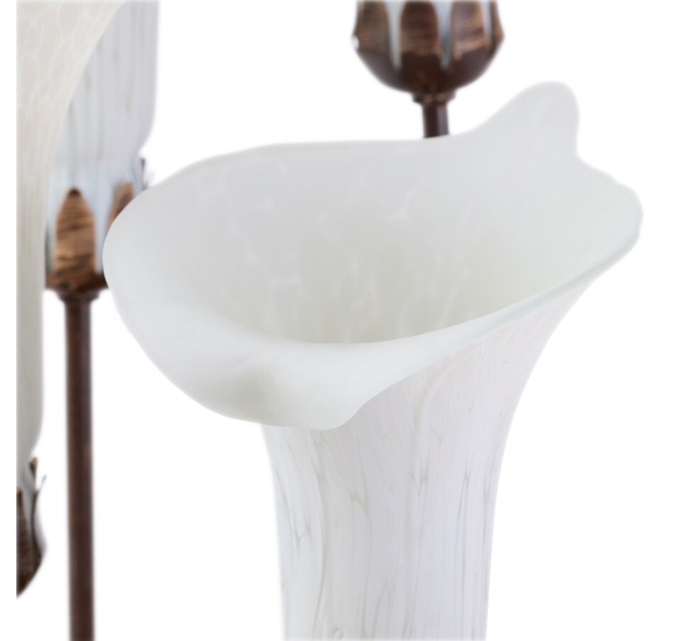 Image 106541_ALTMORE11.jpg, Product 106-541 / Price $199.99, Tiffany-Style Calla Lily Candlestick Table Lamp (19.5"H, bronze base with white glass bell shades) from Tiffany Style Lighting on TSC.ca's Home & Garden department