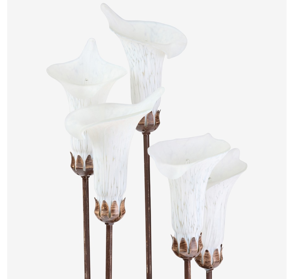 Image 106541_ALTMORE2.jpg, Product 106-541 / Price $199.99, Tiffany-Style Calla Lily Candlestick Table Lamp (19.5"H, bronze base with white glass bell shades) from Tiffany Style Lighting on TSC.ca's Home & Garden department