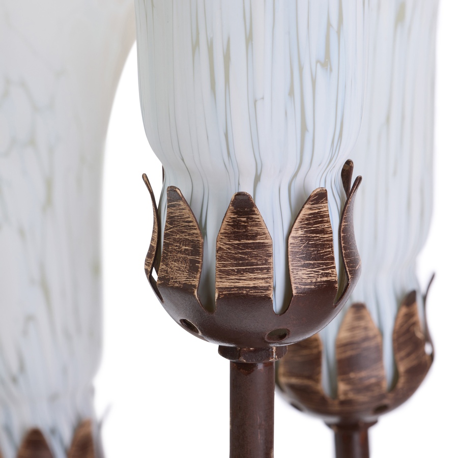 Image 106541_ALTMORE5.jpg, Product 106-541 / Price $199.99, Tiffany-Style Calla Lily Candlestick Table Lamp (19.5"H, bronze base with white glass bell shades) from Tiffany Style Lighting on TSC.ca's Home & Garden department