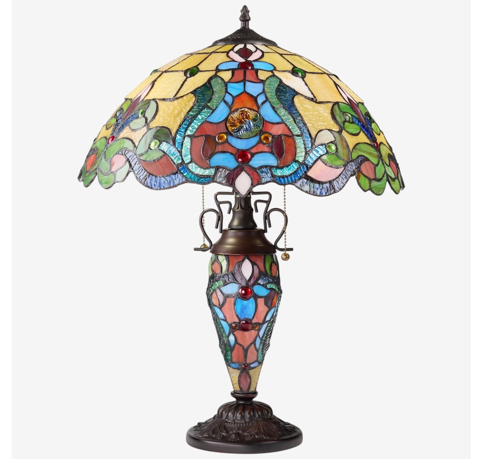 Image 106542.jpg, Product 106-542 / Price $449.99, Tiffany-Style Double-Lit Amber Stained-Glass Table Lamp (24"H) from Tiffany Style Lighting on TSC.ca's Home & Garden department