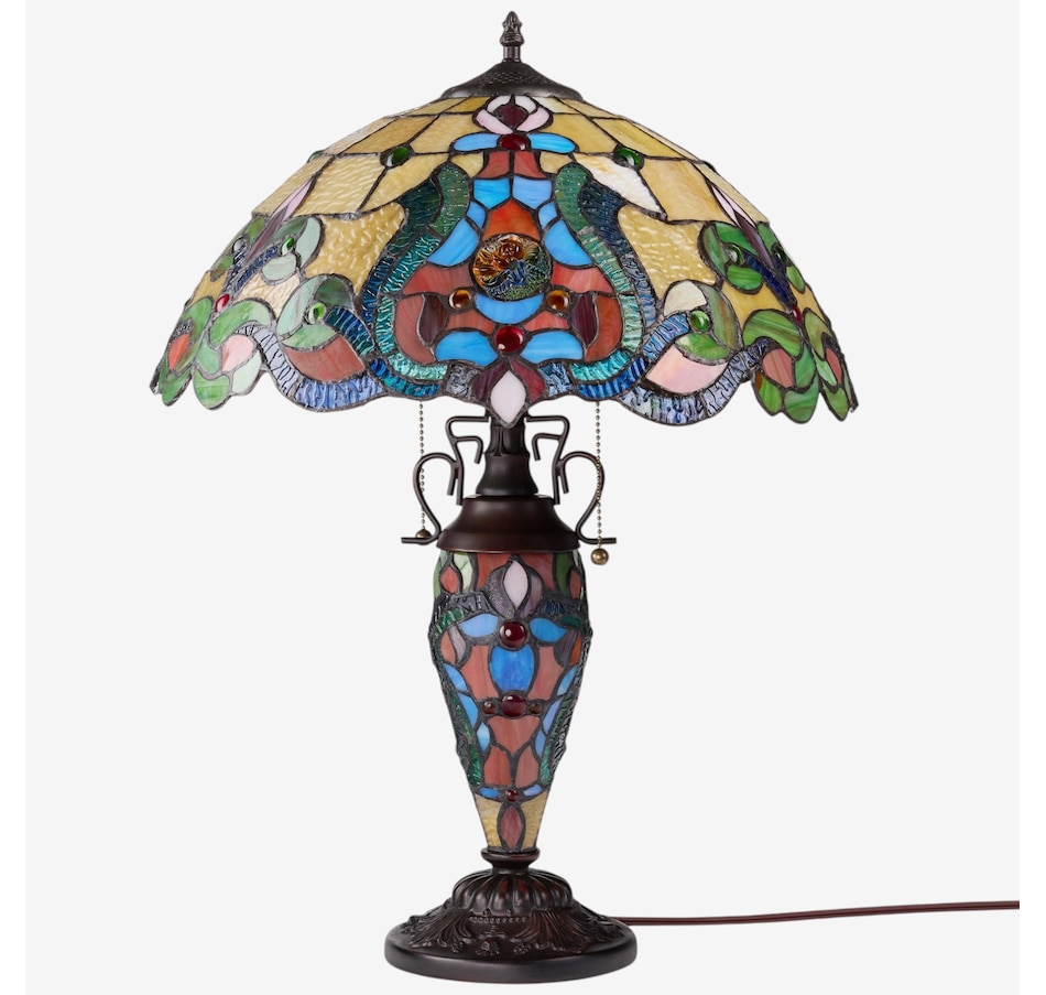 Image 106542_ALTMORE1.jpg, Product 106-542 / Price $449.99, Tiffany-Style Double-Lit Amber Stained-Glass Table Lamp (24"H) from Tiffany Style Lighting on TSC.ca's Home & Garden department